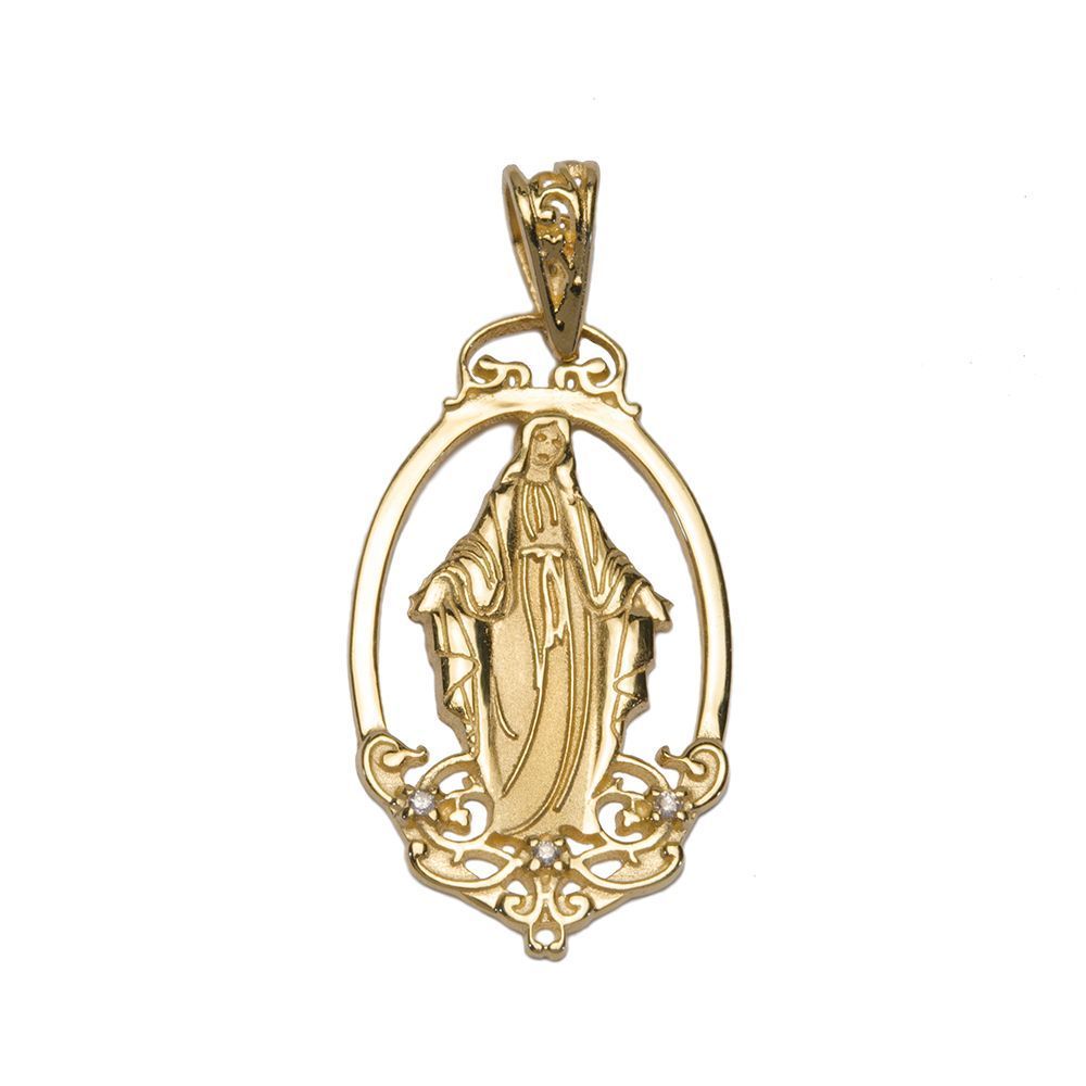 Pingente Nsra. das Gra�as Milagrosa com Brilhante em Ouro 18 Kilates - 22888